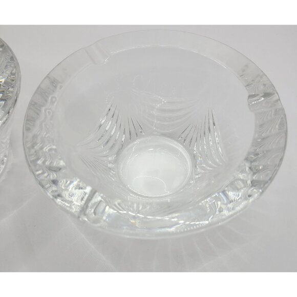 Vintage Mikasa Clear Glass Ashtrays With Etched Pattern Design Set Of 2 - Picture 3 of 9